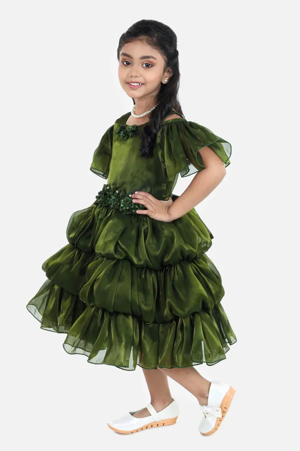 Pariari_Girls_Green_Pleated_Partywear