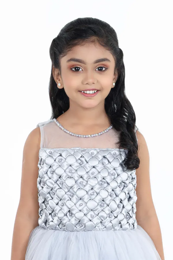 Pariari_Girls_Grey_Polyester_Dress_With_Floral_Applique