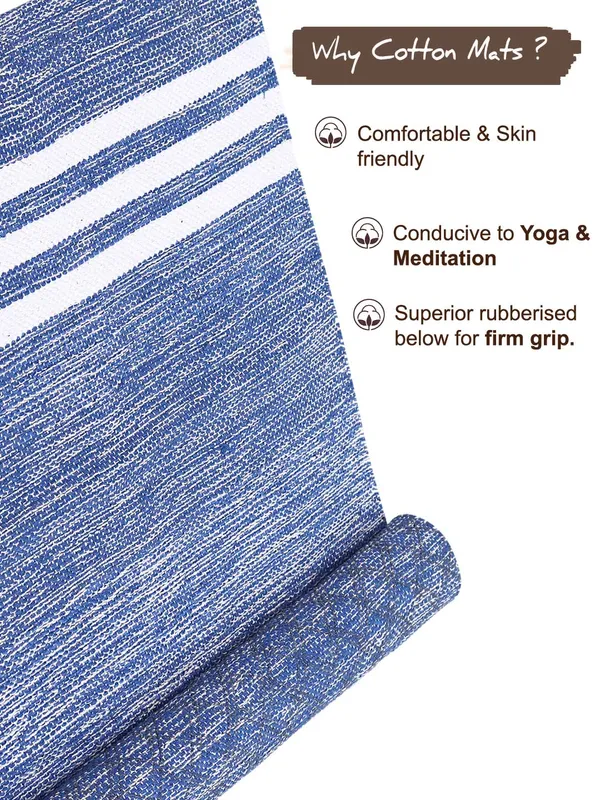 Blue_100%_Cotton_High_Density_Anti-Skid_Yoga_Mat