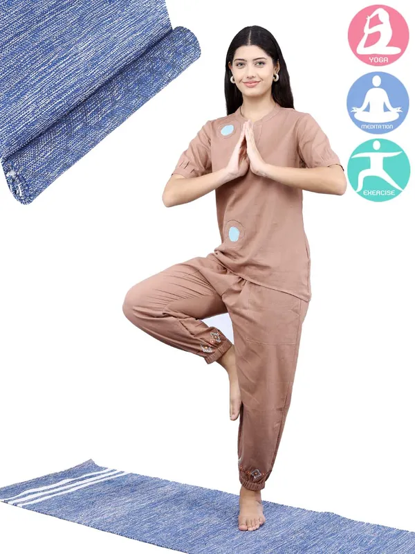 Blue_100%_Cotton_High_Density_Anti-Skid_Yoga_Mat