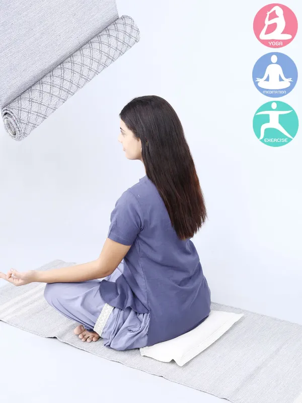 Bluish_Grey_100%_Cotton_High_Density_Anti-Skid_Yoga_Mat