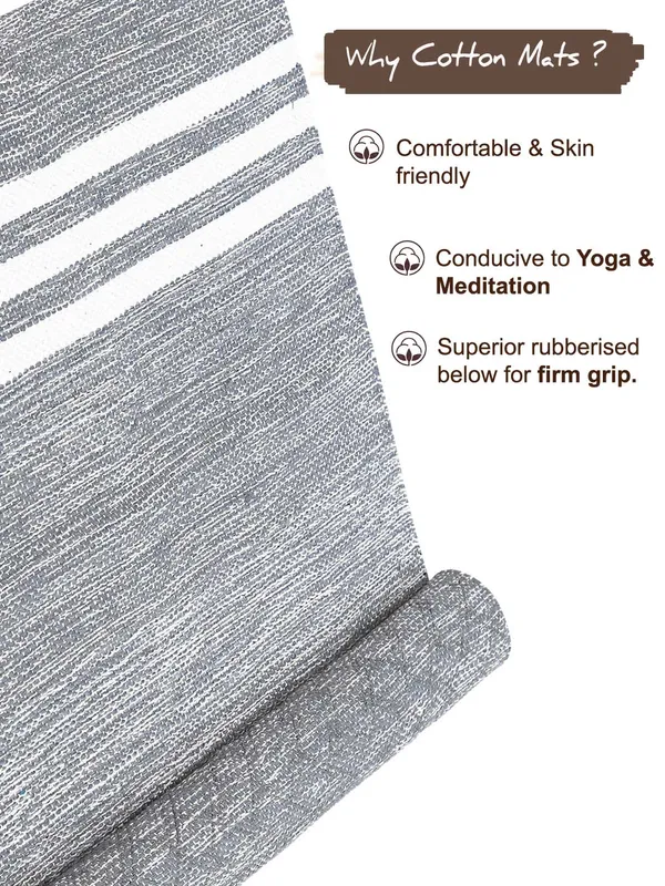 Grey_100%_Cotton_High_Density_Anti-Skid_Yoga_Mat