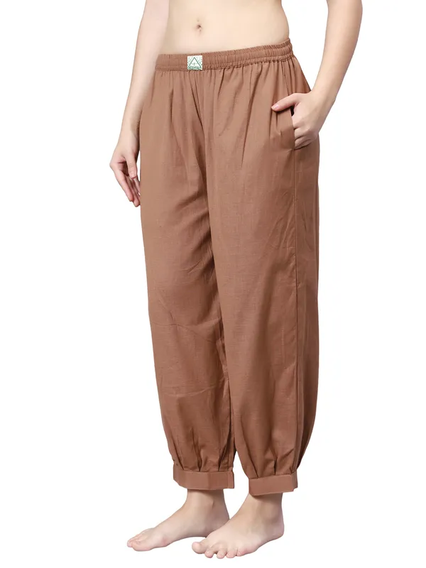 Brown_Pure_Cotton_Regular_Yoga_Pant_For_Women