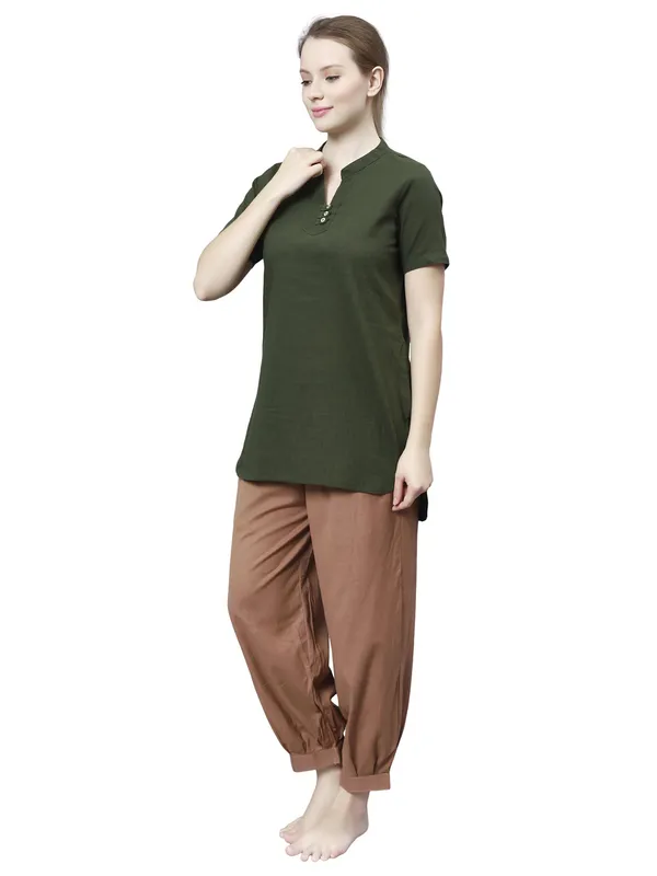 Brown_Pure_Cotton_Regular_Yoga_Pant_For_Women