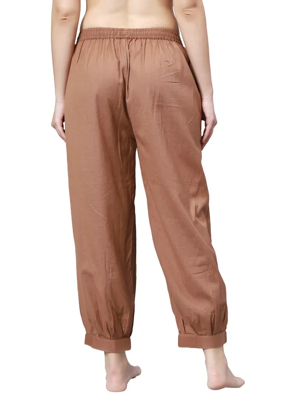 Brown_Pure_Cotton_Regular_Yoga_Pant_For_Women
