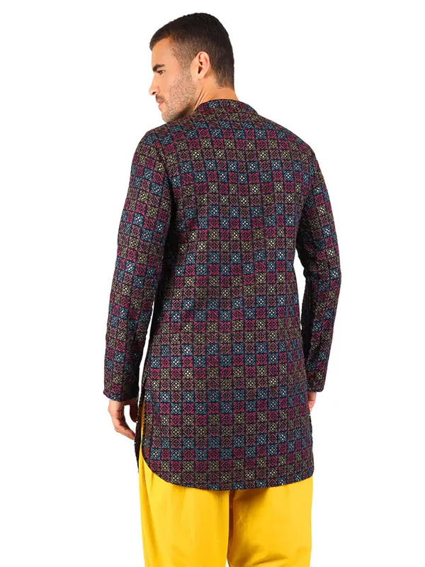 Men's_Cotton_Viscose_Embroidered_blue_ethnic_|Sequined_Kurta