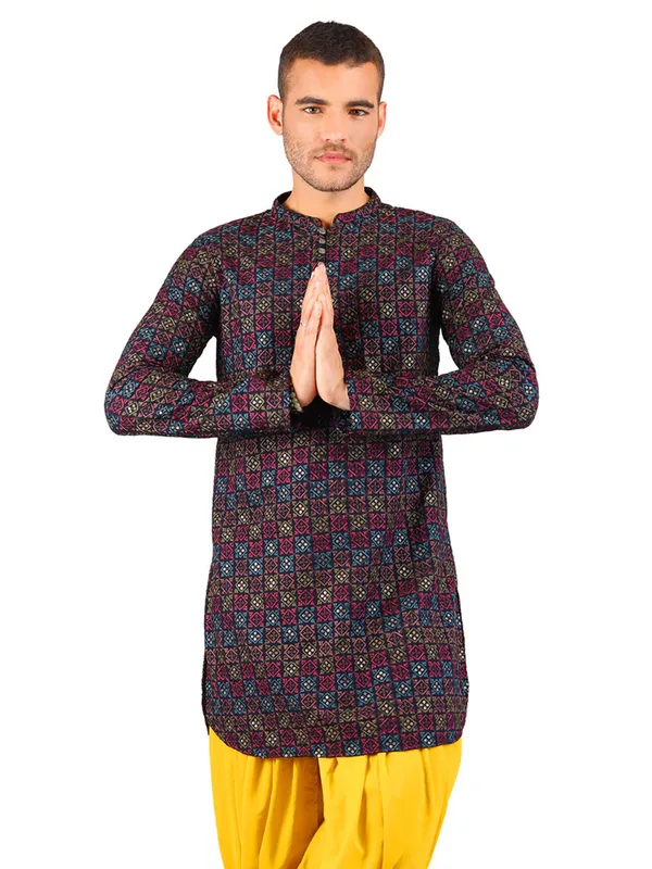 Men's_Cotton_Viscose_Embroidered_blue_ethnic_|Sequined_Kurta