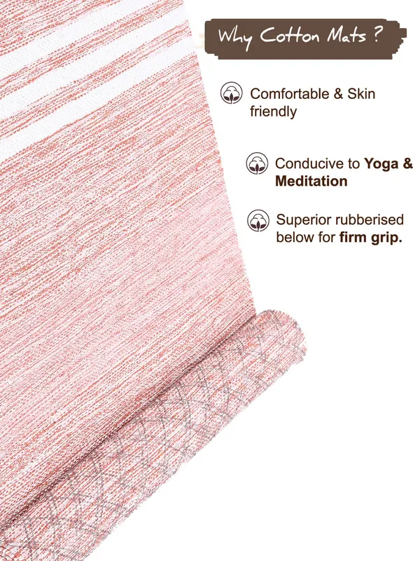 Peach_100%_Cotton_High_Density_Anti-Skid_Yoga_Mat