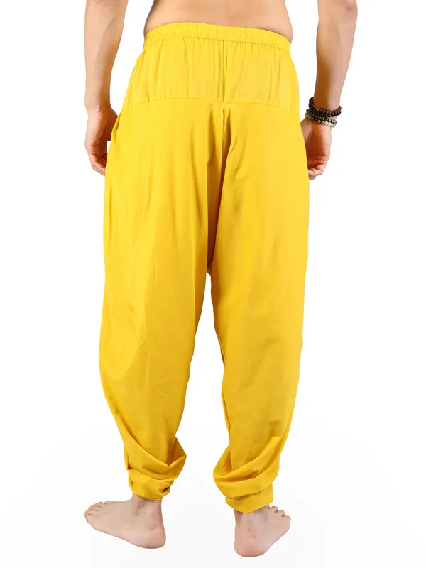 Pure_Cotton_Pull-on_Pleated_Yellow_Dhoti_Pants,_Traditional_Yoga_Meditation_Festive_Wear_