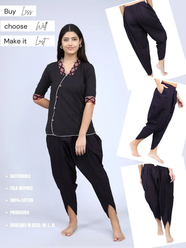SATAV_Black_Pure_Cotton_Regular_Dhoti_For_Women