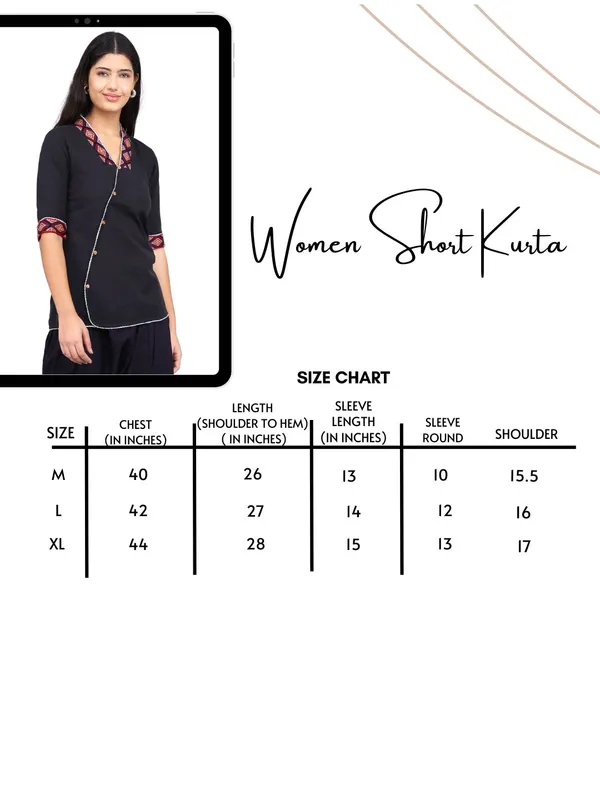 SATAV_Black_Pure_Cotton_Regular_Kurta_For_Women