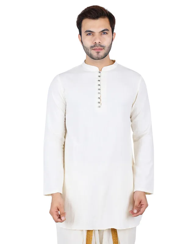 SATAV_Ethnic_Cream_Solid_Full_Sleeves_Cotton_Slub_Kurta