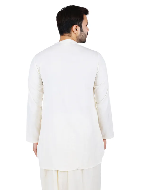 SATAV_Ethnic_Cream_Solid_Full_Sleeves_Cotton_Slub_Kurta