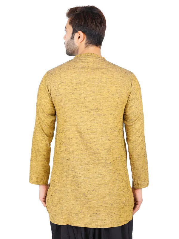 SATAV_Ethnic_Mustard_Yellow_Solid_Full_Sleeves_Cotton_Slub_Kurta_