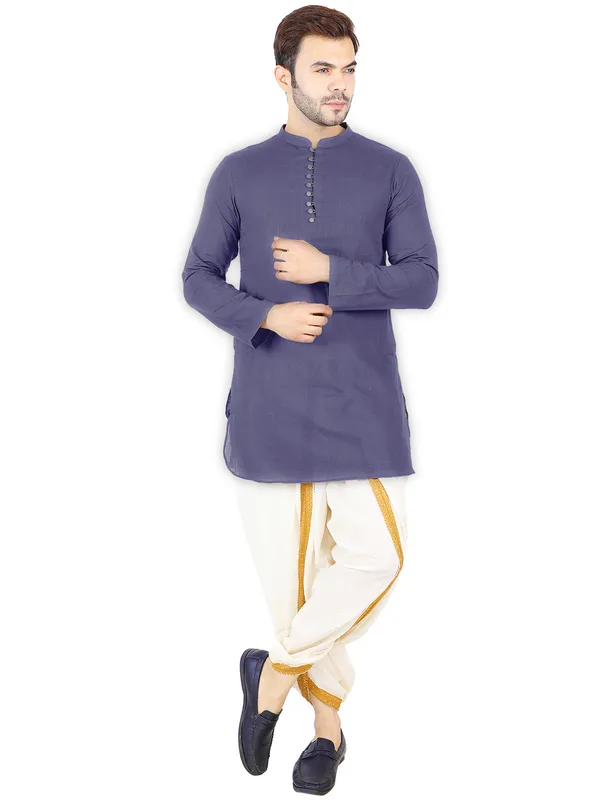 SATAV_Ethnic__Grey_Solid_Full_Sleeves_Cotton_Slub_Kurta_For_Mens