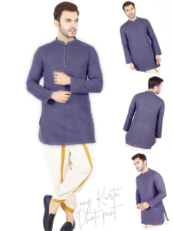 SATAV_Ethnic__Grey_Solid_Full_Sleeves_Cotton_Slub_Kurta_For_Mens