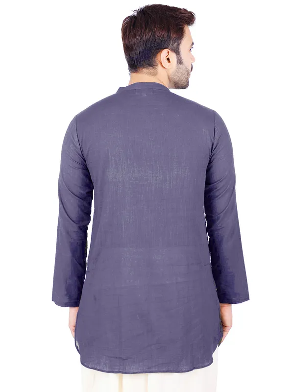 SATAV_Ethnic__Grey_Solid_Full_Sleeves_Cotton_Slub_Kurta_For_Mens