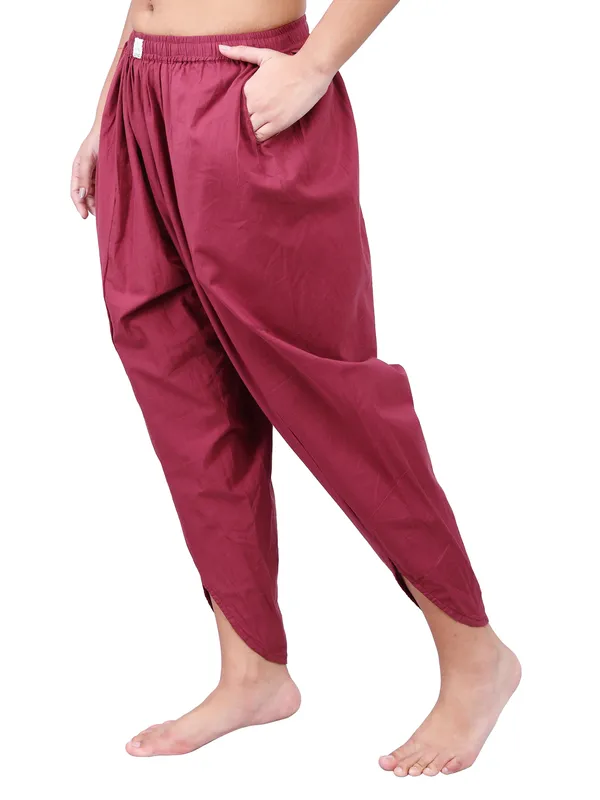 SATAV_Maroon_Pure_Cotton_Regular_Dhoti_For_Women