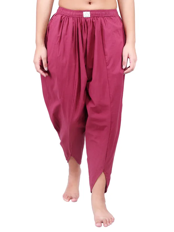 SATAV_Maroon_Pure_Cotton_Regular_Dhoti_For_Women