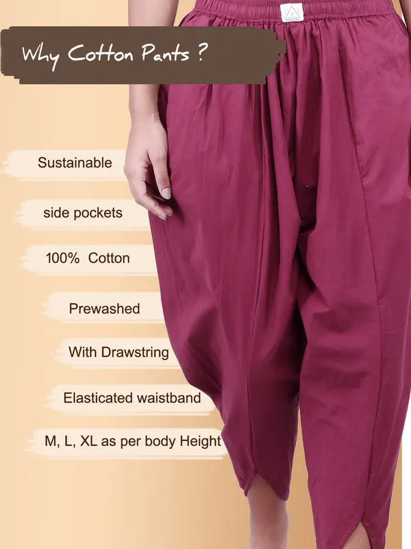 SATAV_Maroon_Pure_Cotton_Regular_Dhoti_For_Women