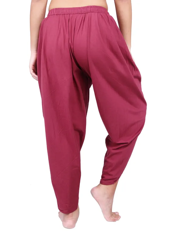 SATAV_Maroon_Pure_Cotton_Regular_Dhoti_For_Women