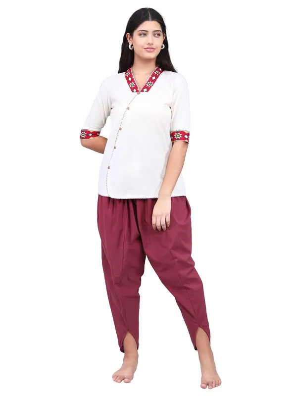 SATAV_Maroon_Pure_Cotton_Regular_Dhoti_For_Women