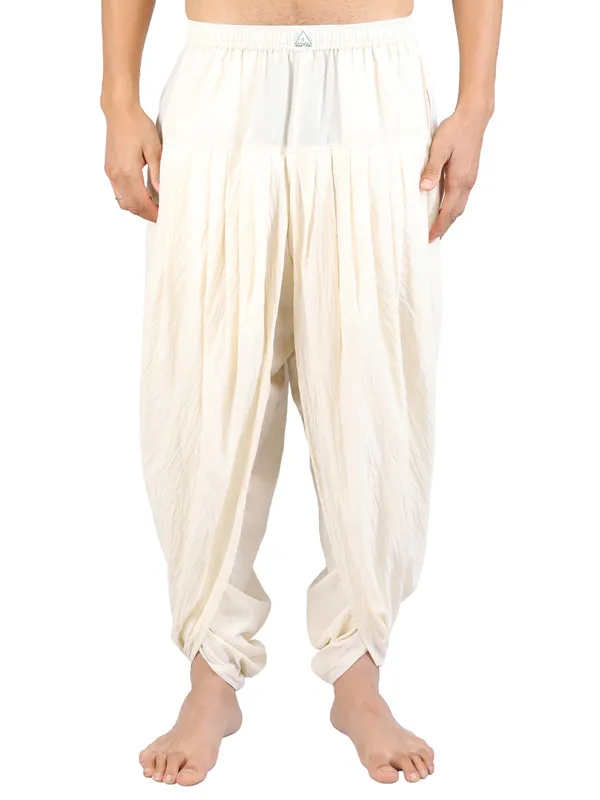 SATAV_Men's_Cotton_Viscose_Embroidered_beige_ethnic_|Sequined_Kurta_with_Pull-on_Pleated_off-white_Dhoti_Pants,_Traditional_Festive_Wear