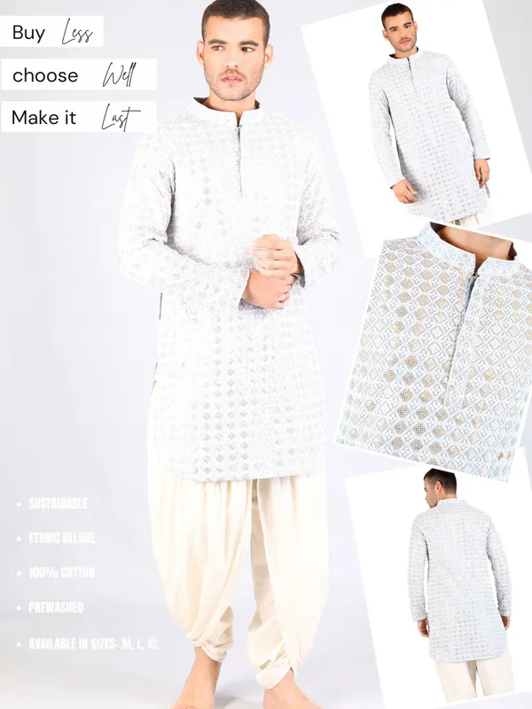 SATAV_Men's_Cotton_Viscose_Embroidered_beige_ethnic_|Sequined_Kurta_with_Pull-on_Pleated_off-white_Dhoti_Pants,_Traditional_Festive_Wear
