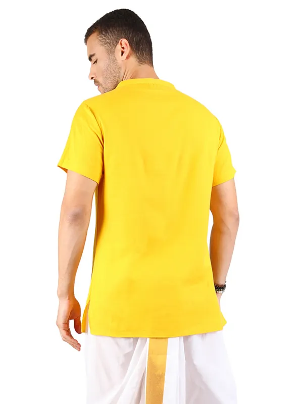SATAV_Men's_Cotton_short_Yellow_Kurta