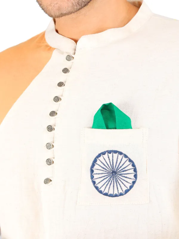 SATAV_Men's_set_of_Cotton_tri-colour_ethnic_Kurta_with_Pull-on_Pleated_off-white_Dhoti_Pants,_Traditional_Festive_Wear