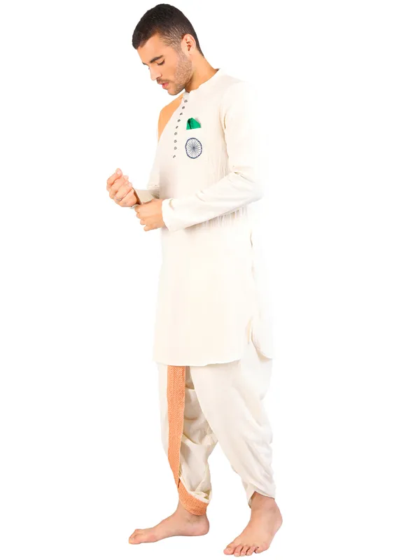 SATAV_Men's_set_of_Cotton_tri-colour_ethnic_Kurta_with_Pull-on_Pleated_off-white_Dhoti_Pants,_Traditional_Festive_Wear
