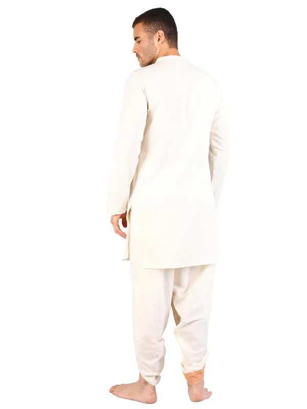 SATAV_Men's_set_of_Cotton_tri-colour_ethnic_Kurta_with_Pull-on_Pleated_off-white_Dhoti_Pants,_Traditional_Festive_Wear