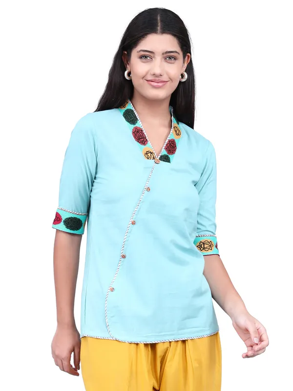 SATAV_Blue_Pure_Cotton_Regular_Kurta_For_Women