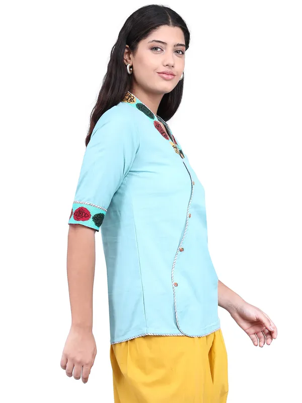 SATAV_Blue_Pure_Cotton_Regular_Kurta_For_Women