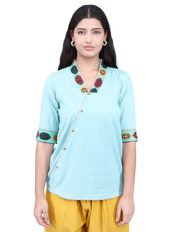 SATAV_Blue_Pure_Cotton_Regular_Kurta_For_Women