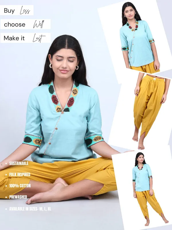 SATAV_Blue_Pure_Cotton_Regular_Kurta_For_Women