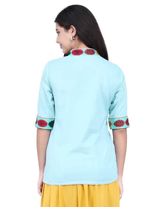 SATAV_Blue_Pure_Cotton_Regular_Kurta_For_Women