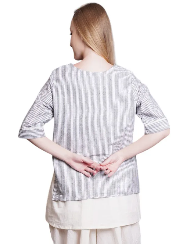 SATAV_Women_Double_Layer_Short_Stripe_Kurta