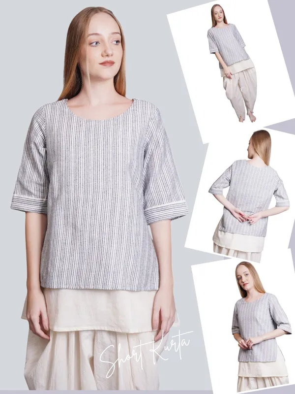 SATAV_Women_Double_Layer_Short_Stripe_Kurta