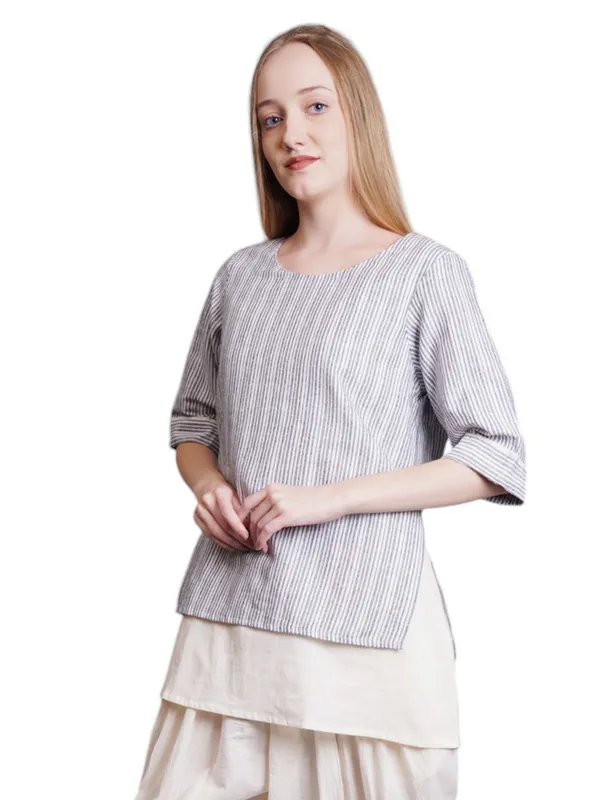SATAV_Women_Double_Layer_Short_Stripe_Kurta