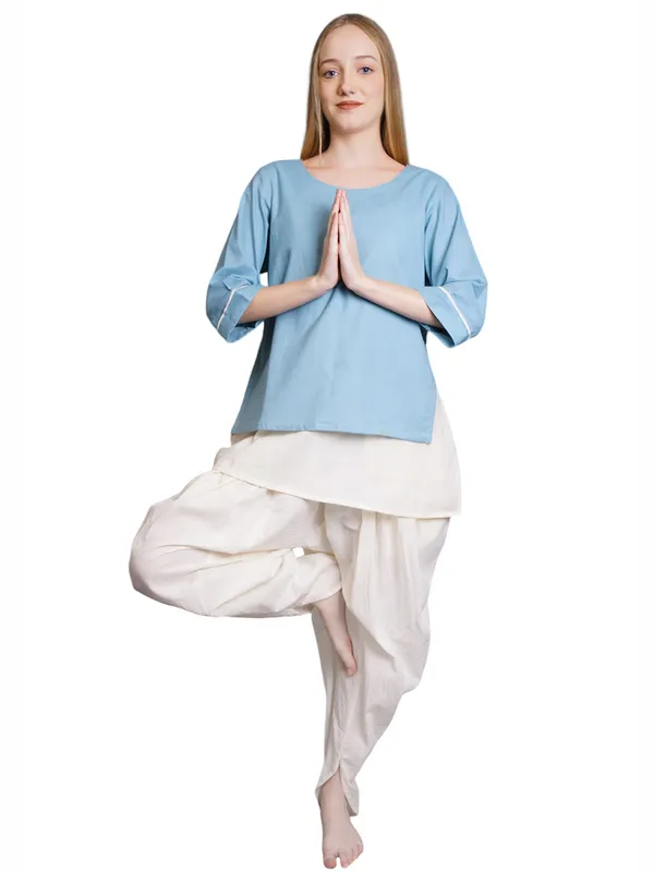 SATAV_Women_Double_Layer_Short_Turquoise_Kurta