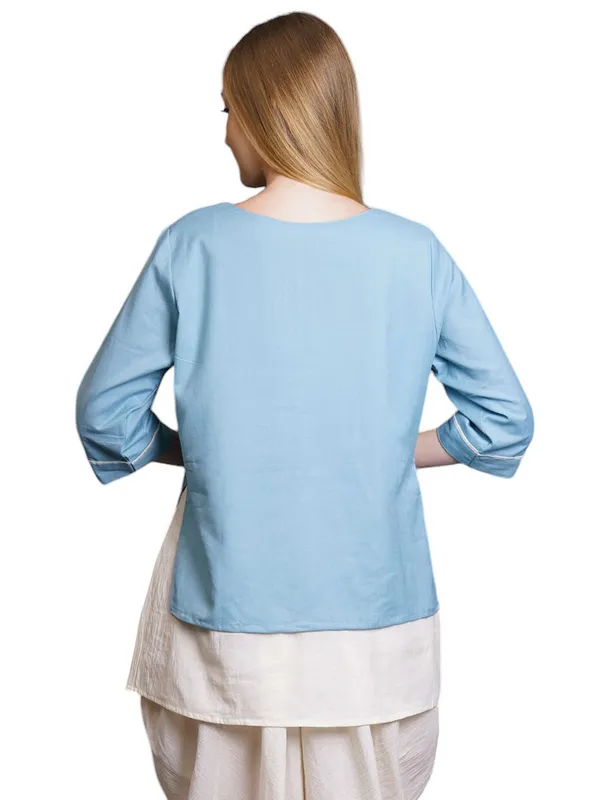 SATAV_Women_Double_Layer_Short_Turquoise_Kurta