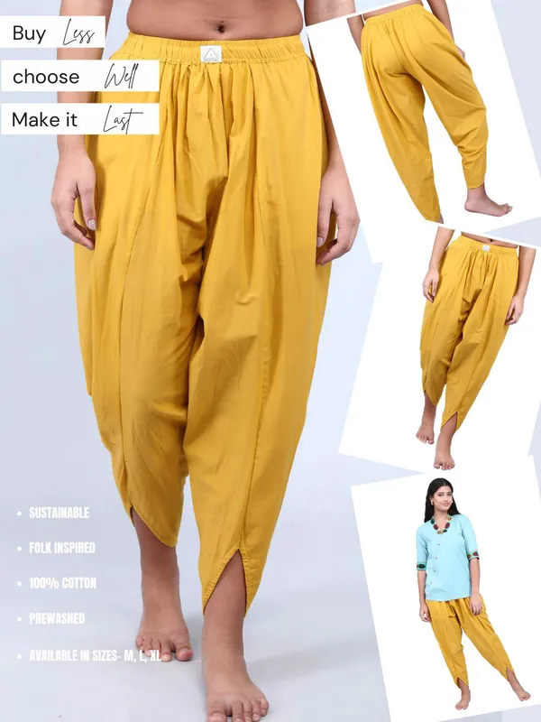 SATAV_Yellow_Pure_Cotton_Regular_Dhoti_For_Women