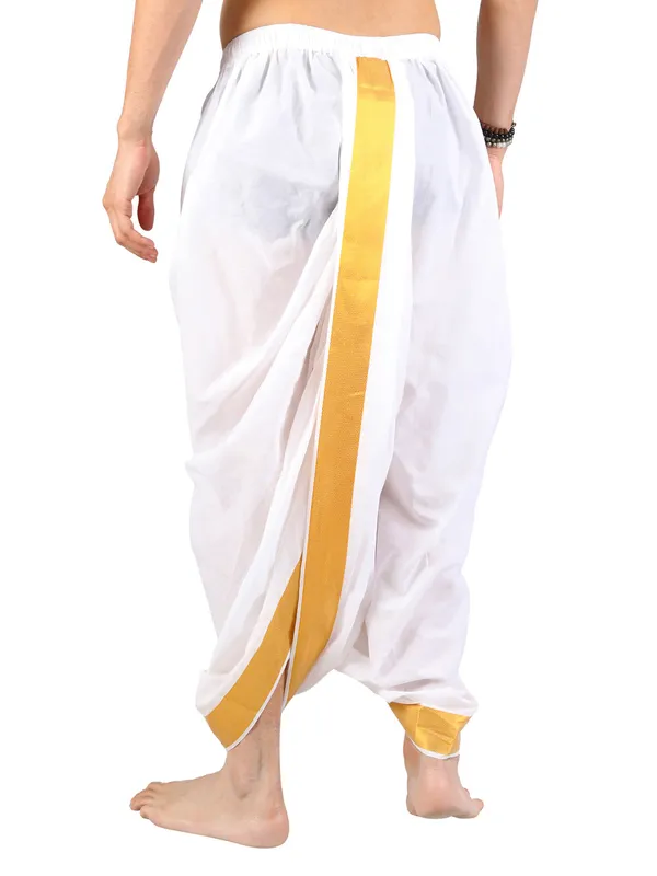 Satav_Golden_jacquard_border_White_Cotton_Pull-on_Pleated_Dhoti_Pants_Traditional_Festive_Wear_