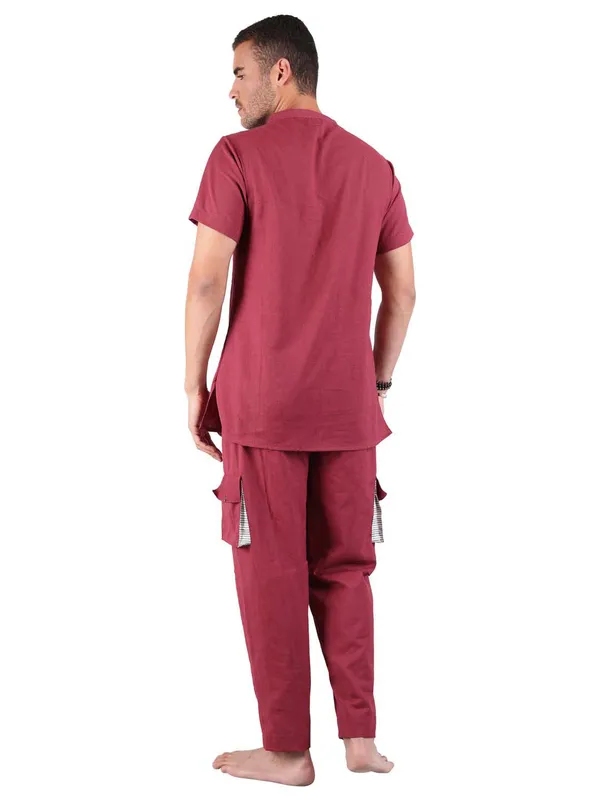 Satav_Men’s_Co-Ord_Set_cotton_trendy_Off-white_short_kurta_and_Pant