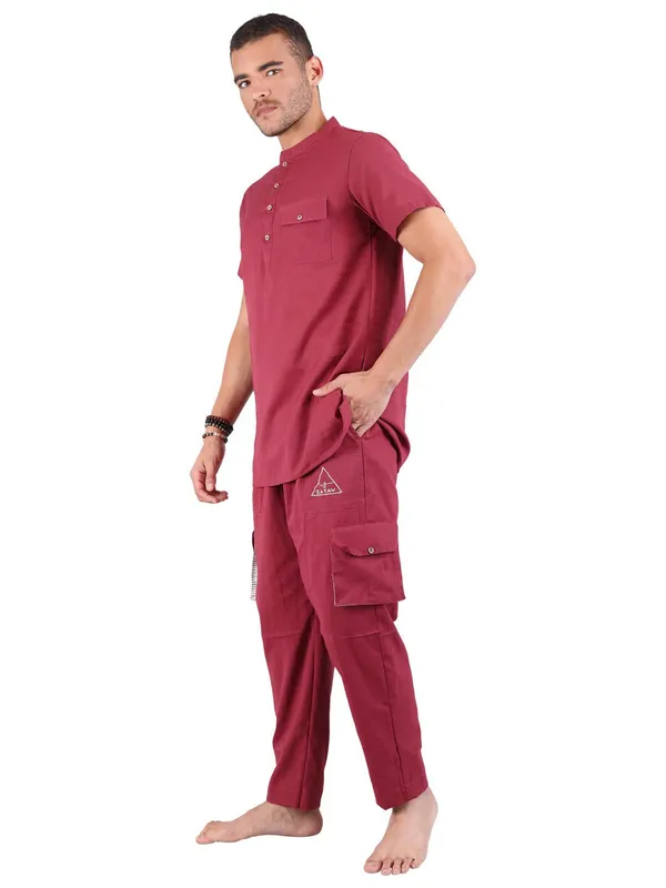 Satav_Men’s_Co-Ord_Set_cotton_trendy_Off-white_short_kurta_and_Pant