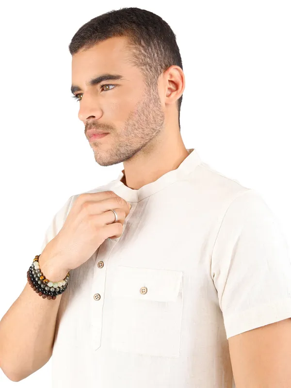 Satav_Men’s_Co-Ord_Set_cotton_trendy_Off-white_short_kurta_and_Pant