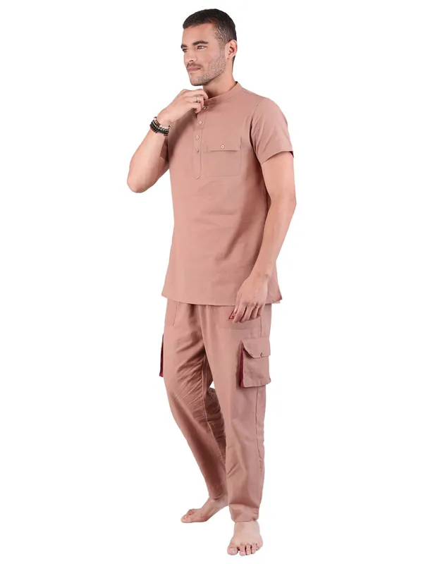 Satav_Men’s_Co-Ord_Set_cotton_trendy_Off-white_short_kurta_and_Pant