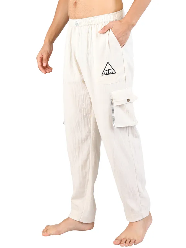Satav_Men’s__cotton_trendy_Off-white__Pant