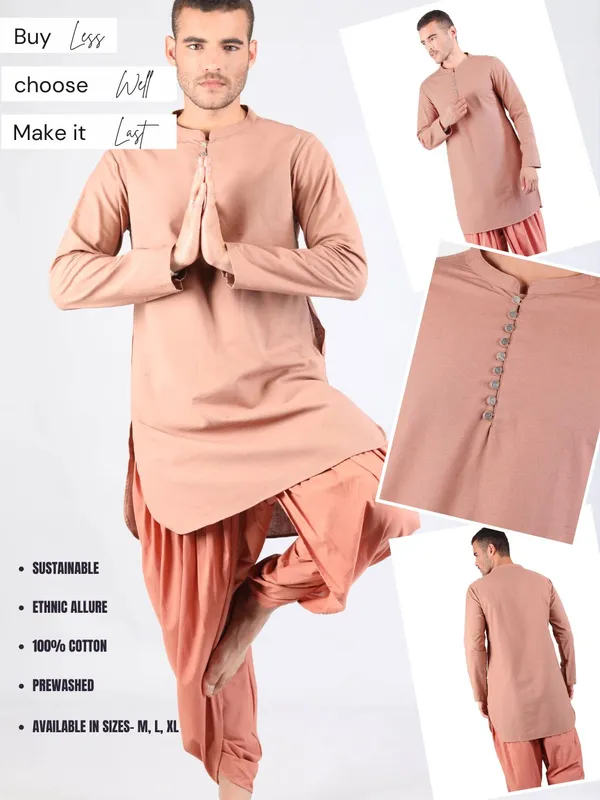 Satav_Men’s_cotton_trendy_Brown_color__Long_kurta